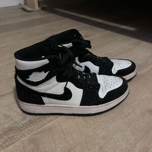 white and black high top nikes